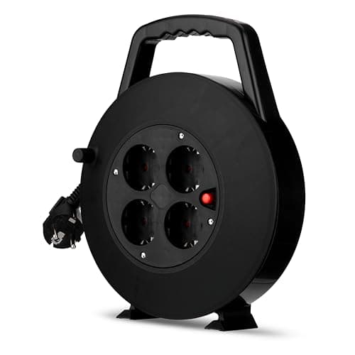 REV Bęben kablowy 4-krotne 5m, czarny